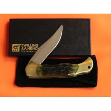 Vintage J A Henckels 4" Folding Lock Back Hunting/Hunter Knife with Green Pick Bone Handles - NOS Vintage J A Henckels 4" Folding Lock Back Hunting/Hunter Knife with Green Pick Bone Handles - NOS