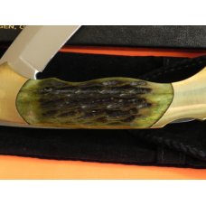 Vintage J A Henckels 4" Folding Lock Back Hunting/Hunter Knife with Green Pick Bone Handles - NOS Vintage J A Henckels 4" Folding Lock Back Hunting/Hunter Knife with Green Pick Bone Handles - NOS