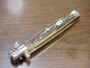 Vintage 1970s 33cm Italian Transitional Stag Stiletto swivel bolster 13" switchblade