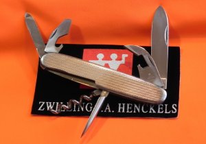 Vintage J A Henckels 6 blade Multi-use Camping Tool / Knife with Metal Handles -Nice one!