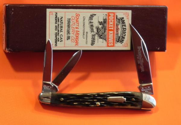 Schatt & Morgan 3 & 1/4" Whittler Pocket Knife w/ Greenish Handles & Blade Etch -1 of 100 -NOS Schatt & Morgan 3 & 1/4" Whittler Pocket Knife w/ Greenish Handles & Blade Etch -1 of 100 -NOS