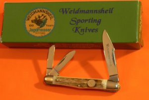 Weidmannsheil 3 Blade Whittler with Pocket Worn Stag Handles NOS - NM/M - Low production run!