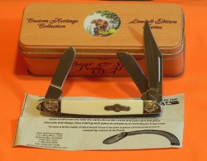 Bear & Son Special Build #81 Stockman w/ Mammoth Ivory Handles & Fancy Scrolled Bolsters +Blade Etch