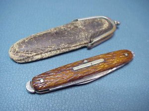 1890 Vintage Hatch Cutlery Co WILZIN'S patent bone handled knife