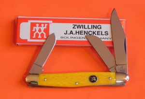 Zwilling  J A Henckels 3 Blade Stockman (HK-3-YP) knife w/ Yellow Pick Bone Handles +Original Box