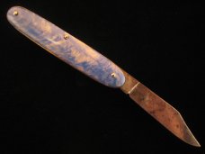 EDGEMASTER USA. BLUE & WHITE EQUAL END AUTO KNIFE 1945 - 1955 OLD VINTAGE KNIVES EDGEMASTER USA. BLUE & WHITE EQUAL END AUTO KNIFE 1945 - 1955 OLD VINTAGE KNIVES