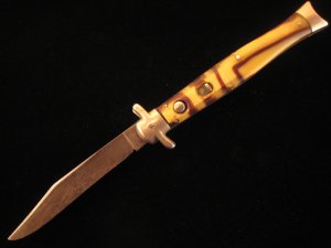 SCHRADE CUT CO.   CELLULOID  FISHTAIL  AUTO  KNIFE   1904  – 1946   OLD  VINTAGE   KNIVES 