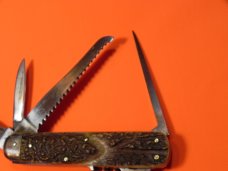 Antique Heinr Boker & Co. -Baumwerk, Soligen Germany Alemania, Multi Blade / Tool Knife -Super Stag