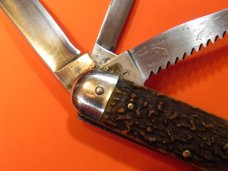 Antique Heinr Boker & Co. -Baumwerk, Soligen Germany Alemania, Multi Blade / Tool Knife -Super Stag