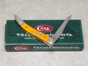 Case XX USA 2007 Orange Bone Scrolled Bolsters 610096 SS Tiny Toothpick Knife in Box