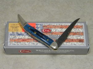 Case XX USA 2015 610096 Mediterranean Blue Bone Damascus SS Tiny Toothpick Knife in Box