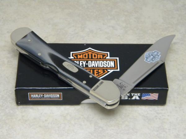Case XX USA 2015 Black and SIlver Micarta 101549L Harley Davidson SS Copperlock Knife in Box