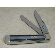 Case XX USA 2013 Black and SIlver Micarta 10254 Harley Davidson SS Trapper Knife in Box Case XX USA 2013 Black and SIlver Micarta 10254 Harley Davidson SS Trapper Knife in Box