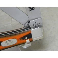 Case XX USA 2017 Black and Orange Micarta 10254 Harley Davidson SS Trapper Knife in Box