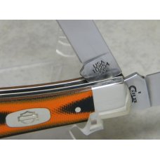 Case XX USA 2017 Black and Orange Micarta 10254 Harley Davidson SS Trapper Knife in Box