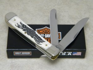 Case XX USA 2015 Natural Bone 6254 SS Harley Davidson Trapper Knife in Box