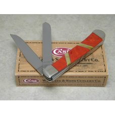 Case XX USA Orange Swirl w/Gold Lip Pearl Inlay 6-Dot EX254 SS Trapper Knife in Box Case XX USA Orange Swirl w/Gold Lip Pearl Inlay 6-Dot EX254 SS Trapper Knife in Box