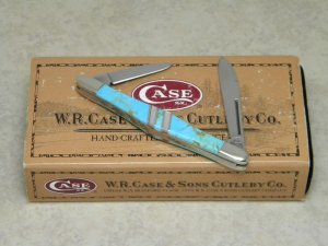Case XX USA 2002 Turquoise with Pearl Inlay EX2156 Tuxedo Knife in Box