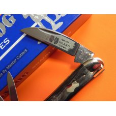 Vintage (HAND MADE) Bulldog Brand 3 Blade Whittler with Great Buffalo Horn Handles & NOS Vintage (HAND MADE) Bulldog Brand 3 Blade Whittler with Great Buffalo Horn Handles & NOS