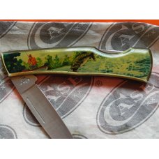 Vintage Case xx 1994 Single Blade Lock Back Pocket Knife w/ Fisherman & Large Mouth Bass Art Handles Vintage Case xx 1994 Single Blade Lock Back Pocket Knife w/ Fisherman & Large Mouth Bass Art Handles