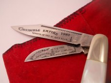 Fight'n Rooster Buster Knife Pearl KKK Klan 