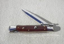 NEW OLD STOCK ITALIAN STILETTO 9" GENUINE SNAKEWOOD SWING GUARD KNIFE 