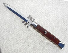 NEW OLD STOCK ITALIAN STILETTO 9" GENUINE SNAKEWOOD SWING GUARD KNIFE 