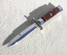 NEW OLD STOCK ITALIAN STILETTO 9" GENUINE SNAKEWOOD SWING GUARD KNIFE 