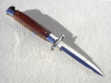 NEW OLD STOCK ITALIAN STILETTO 9" GENUINE SNAKEWOOD SWING GUARD KNIFE 