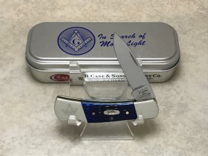 Case XX USA 2010 Blue Bone 61225 L SS Masons Masonic Lockback Knife in Box