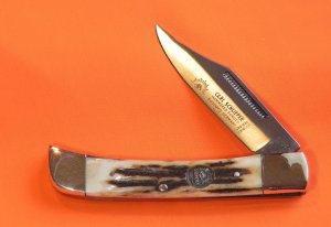 Carl Schlieper / German Eye Brand -1 Blade Folding Pocket Knife +Nice stag Handles -2 Eyes on Blade