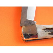Carl Schlieper / German Eye Brand -1 Blade Folding Pocket Knife +Nice stag Handles -2 Eyes on Blade