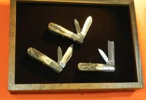 Case xx 1982 Barlow Knife Set.w/ Great Stag Handles -New in Display Case w/ Matching Serial #s