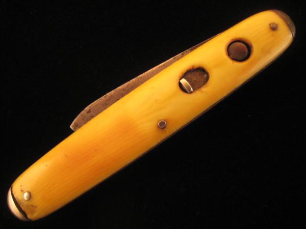 SHAPLEIGH  HDWE CO.  CELLULOID  DUAL  BUTTON   AUTO  KNIFE   1940 – 1960  OLD VINTAGE  KNIVES