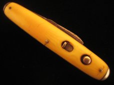 SHAPLEIGH  HDWE CO.  CELLULOID  DUAL  BUTTON   AUTO  KNIFE   1940 – 1960  OLD VINTAGE  KNIVES