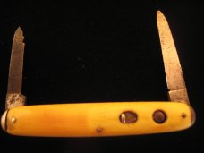 SHAPLEIGH  HDWE CO.  CELLULOID  DUAL  BUTTON   AUTO  KNIFE   1940 – 1960  OLD VINTAGE  KNIVES