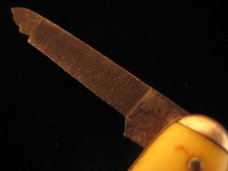 SHAPLEIGH  HDWE CO.  CELLULOID  DUAL  BUTTON   AUTO  KNIFE   1940 – 1960  OLD VINTAGE  KNIVES