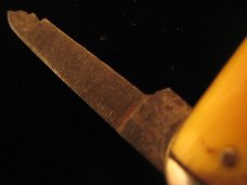 SHAPLEIGH  HDWE CO.  CELLULOID  DUAL  BUTTON   AUTO  KNIFE   1940 – 1960  OLD VINTAGE  KNIVES
