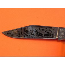 1995 Boker Tree Brand Deer Hunter Barlow w Wood Handles & Deer on Bolster & Blade Etch Hunting Scene 1995 Boker Tree Brand Deer Hunter Barlow w Wood Handles & Deer on Bolster & Blade Etch Hunting Scene