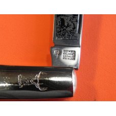 1995 Boker Tree Brand Deer Hunter Barlow w Wood Handles & Deer on Bolster & Blade Etch Hunting Scene 1995 Boker Tree Brand Deer Hunter Barlow w Wood Handles & Deer on Bolster & Blade Etch Hunting Scene