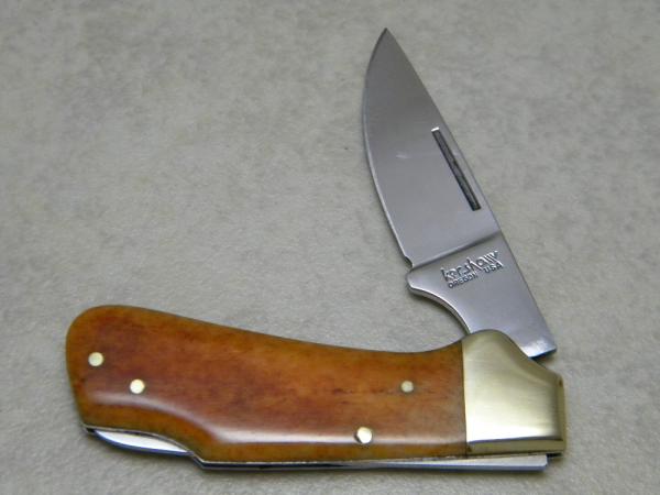 Kershaw Oregon USA by Kai Japan Model 2105 Little Stud Orange Bone Lockback Knife