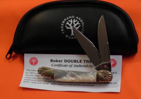 Boker Double Tree Copperhead Knife w/ Flawless & Fiery Mother of Pearl Handles & Fancy Bolsters -WOW Boker Double Tree Copperhead Knife w/ Flawless & Fiery Mother of Pearl Handles & Fancy Bolsters -WOW