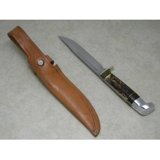 Western Stainless Steel USA Imitation Stag S-H48A Fixed Blade Hunting Sheath Knife 