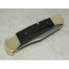 Buck USA Model 110 Wood Folding Hunter Lockback Knife & Pouch - 3rd Version c.1970