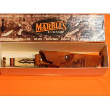 Marbles USA WoodCraft Hunting Knife w Rare Slab Stag Handles & Stag Pomel +Sheath & Box -1 of 50