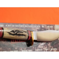 Marbles USA WoodCraft Hunting Knife w Rare Slab Stag Handles & Stag Pomel +Sheath & Box -1 of 50