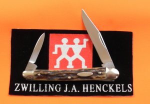 Vintage 1960s  J A Henckels 2 Blade Gentlemen's Pocket Knife MDL#79 w/ Great Stag Handles! NOS