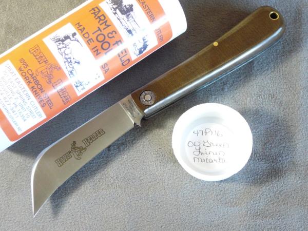 Great Eastern Farm& Field & Hawkbill OD Green Micarta Knife. Great Eastern Farm& Field & Hawkbill OD Green Micarta Knife.