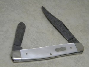 Explorer Solingen Germany Gutmann Cutlery Black Forest Pearl Damascus 10-160 Stockman Knife