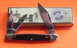 Russell (Green River Works) Whittler Pocket Knife w/ Brown Bone Handles & Blade Etching -NOS w/ Box